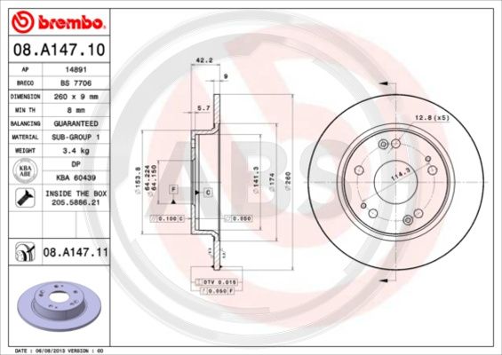 A.B.S. 08.A147.11 Bremsscheibe