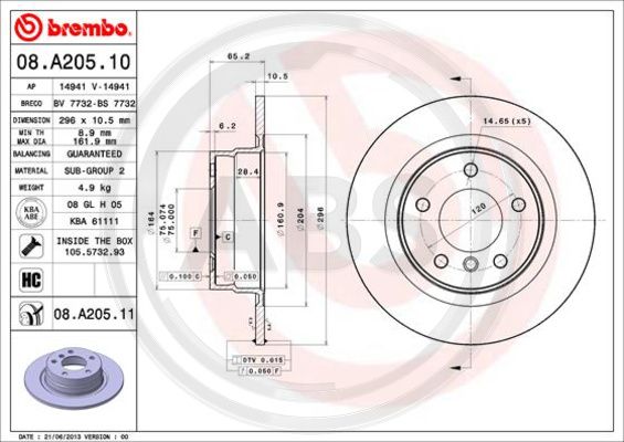 A.B.S. 08.A205.11 Bremsscheibe