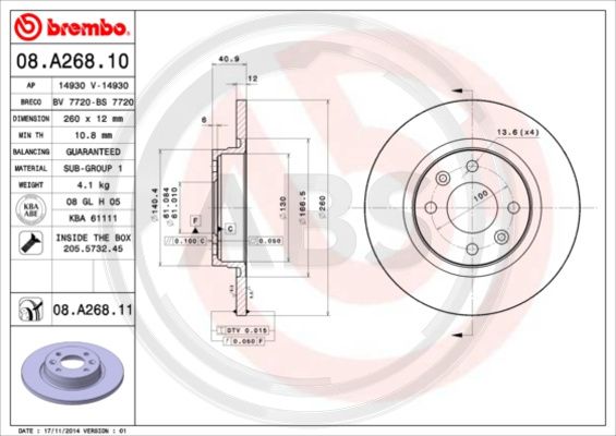 A.B.S. 08.A268.11 Bremsscheibe