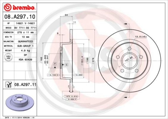 A.B.S. 08.A297.11 Bremsscheibe