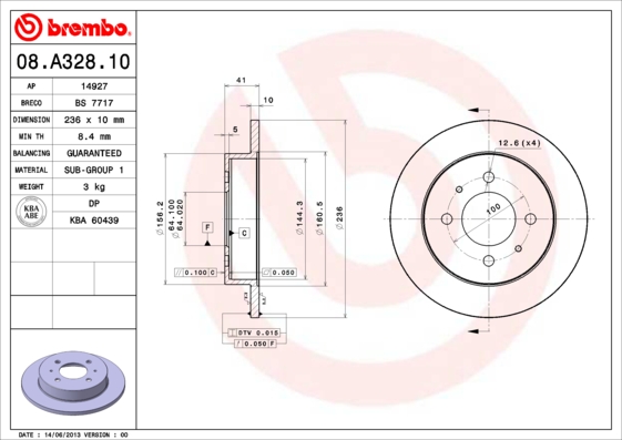 A.B.S. 08.A328.10 BREMBO Bremsscheibe