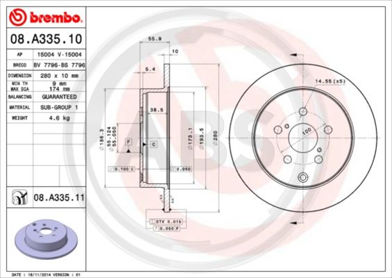 A.B.S. 08.A335.11 Bremsscheibe