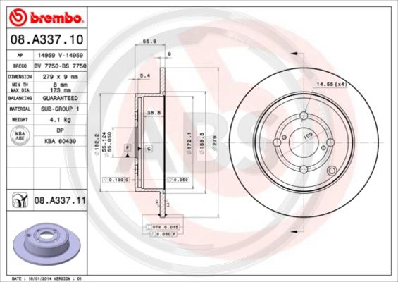 A.B.S. 08.A337.11 Bremsscheibe