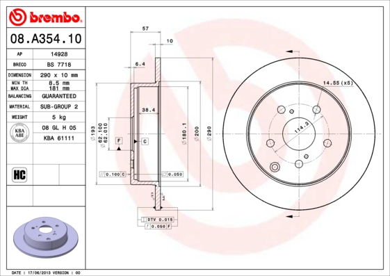 A.B.S. 08.A354.10 BREMBO Bremsscheibe
