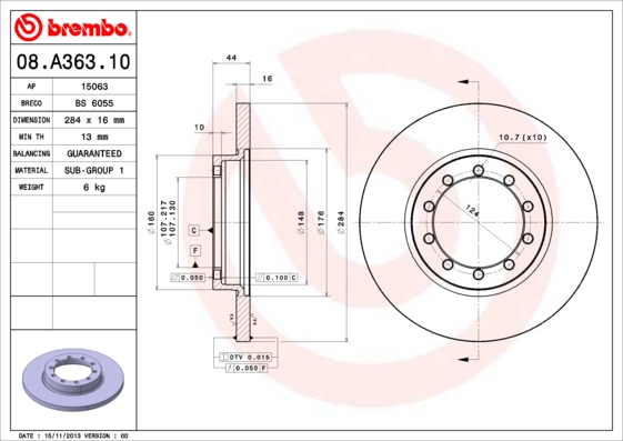 A.B.S. 08.A363.10 BREMBO Bremsscheibe