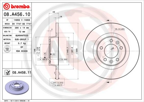 A.B.S. 08.A456.11 Bremsscheibe