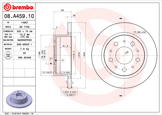 A.B.S. 08.A459.10 BREMBO Bremsscheibe