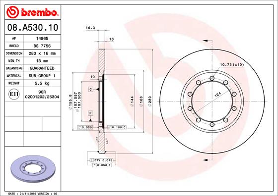 A.B.S. 08.A530.10 BREMBO Bremsscheibe