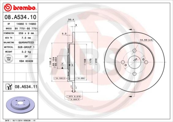 A.B.S. 08.A534.11 Bremsscheibe