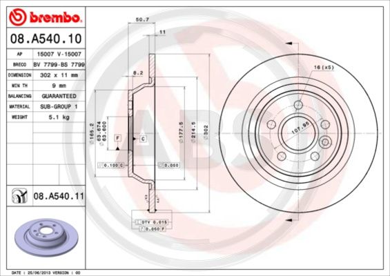 A.B.S. 08.A540.11 Bremsscheibe