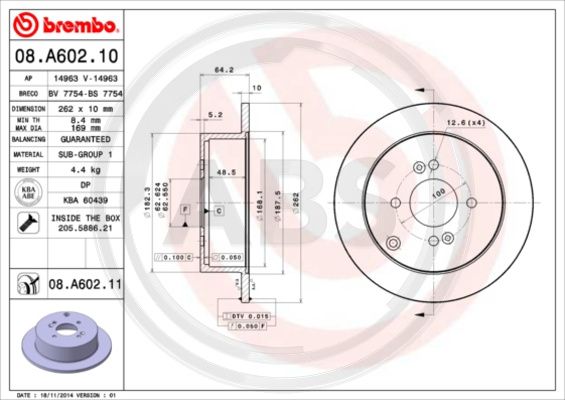 A.B.S. 08.A602.11 Bremsscheibe