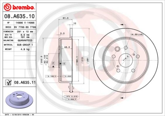 A.B.S. 08.A635.11 Bremsscheibe