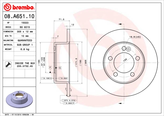 A.B.S. 08.A651.10 BREMBO Bremsscheibe