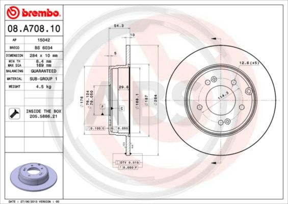 A.B.S. 08.A708.11 Bremsscheibe