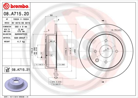 A.B.S. 08.A715.21 Bremsscheibe