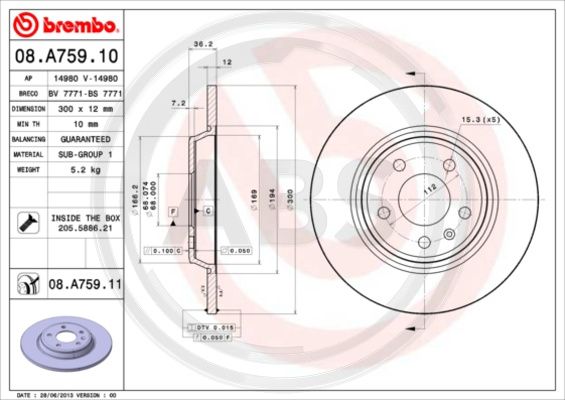 A.B.S. 08.A759.11 Bremsscheibe