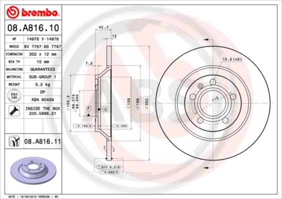 A.B.S. 08.A816.11 Bremsscheibe