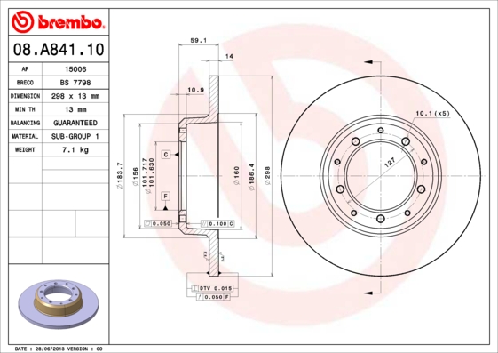 A.B.S. 08.A841.10 BREMBO Bremsscheibe