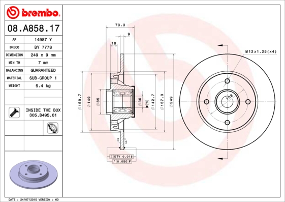 A.B.S. 08.A858.17 BREMBO BEARING DISC LINE Bremsscheibe