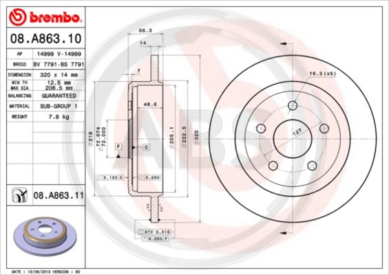 A.B.S. 08.A863.11 Bremsscheibe