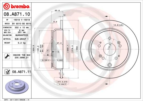 A.B.S. 08.A871.11 Bremsscheibe