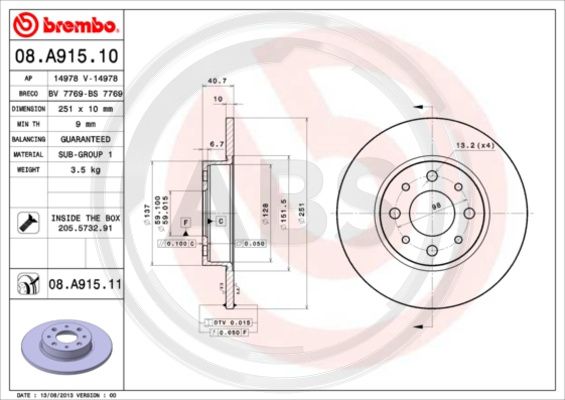 A.B.S. 08.A915.11 Bremsscheibe