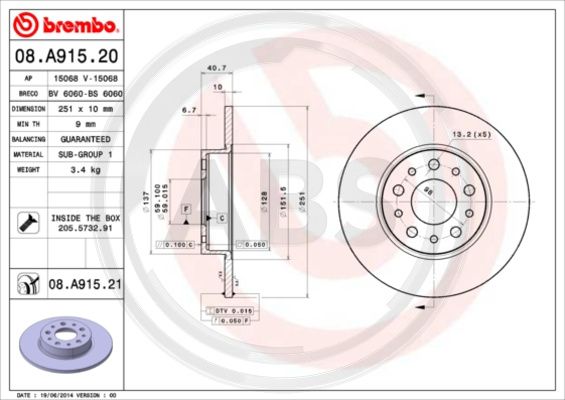 A.B.S. 08.A915.21 Bremsscheibe