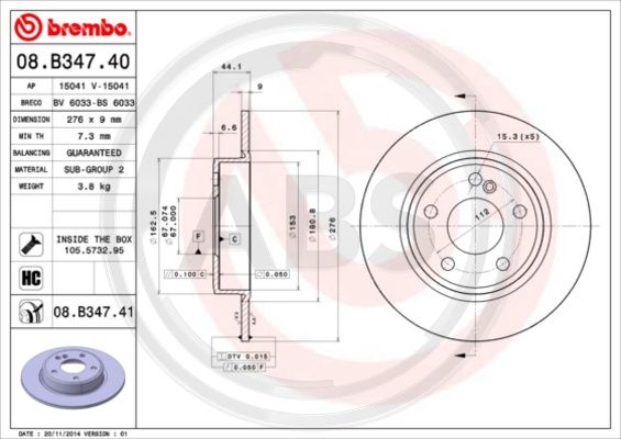 A.B.S. 08.B347.41 Bremsscheibe