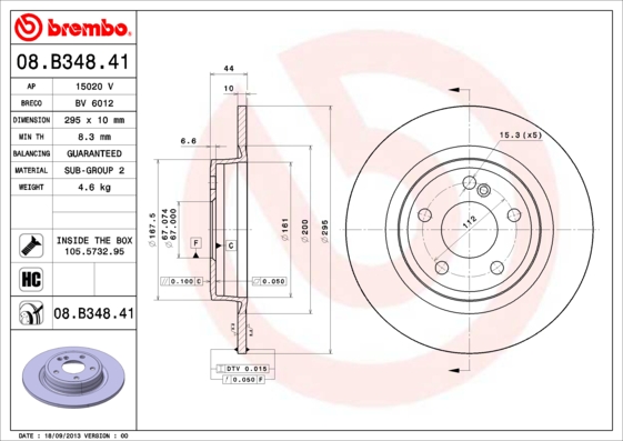 A.B.S. 08.B348.41 BREMBO COATED DISC LINE Bremsscheibe