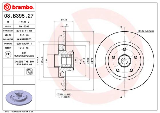 A.B.S. 08.B395.27 BREMBO BEARING DISC LINE Bremsscheibe