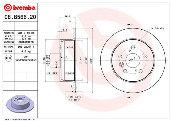 A.B.S. 08.B566.21 BREMBO Bremsscheibe