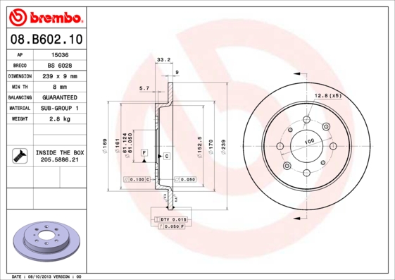 A.B.S. 08.B602.10 BREMBO Bremsscheibe