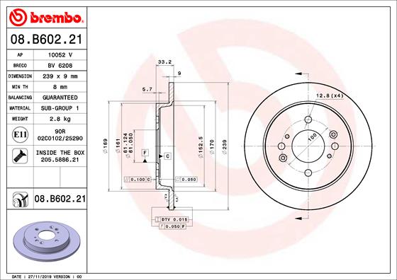 A.B.S. 08.B602.21 BREMBO Bremsscheibe