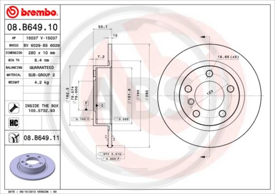 A.B.S. 08.B649.11 Bremsscheibe