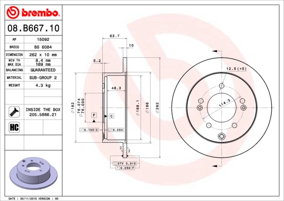 A.B.S. 08.B667.11 BREMBO COATED DISC LINE Bremsscheibe