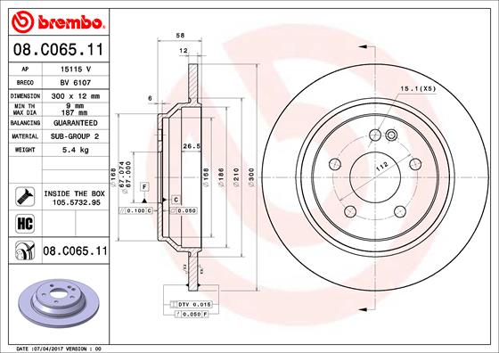 A.B.S. 08.C065.11 BREMBO COATED DISC LINE Bremsscheibe