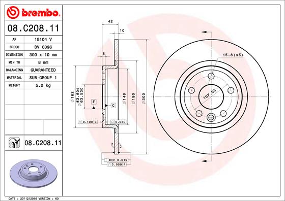 A.B.S. 08.C208.11 BREMBO COATED DISC LINE Bremsscheibe