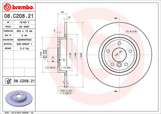 A.B.S. 08.C208.21 BREMBO COATED DISC LINE Bremsscheibe