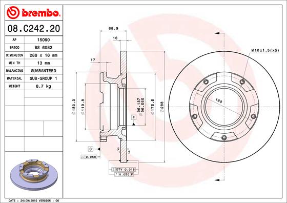 A.B.S. 08.C242.20 BREMBO Bremsscheibe