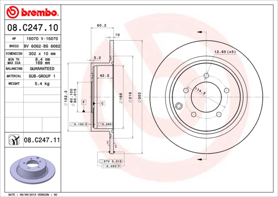A.B.S. 08.C247.11 BREMBO COATED DISC LINE Bremsscheibe