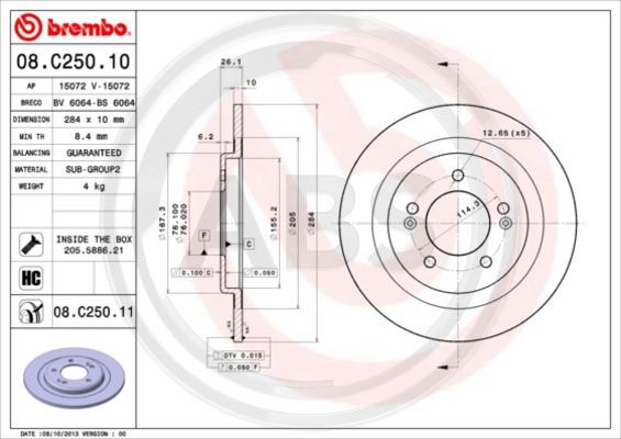 A.B.S. 08.C250.11 Bremsscheibe