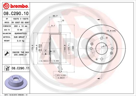 A.B.S. 08.C290.11 Bremsscheibe