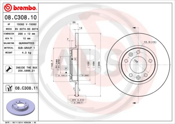 A.B.S. 08.C308.11 Bremsscheibe