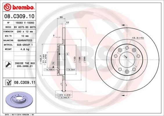 A.B.S. 08.C309.11 Bremsscheibe