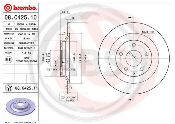 A.B.S. 08.C425.11 Bremsscheibe