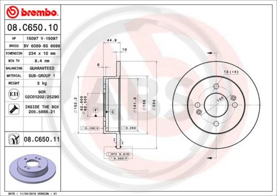 A.B.S. 08.C650.11 Bremsscheibe