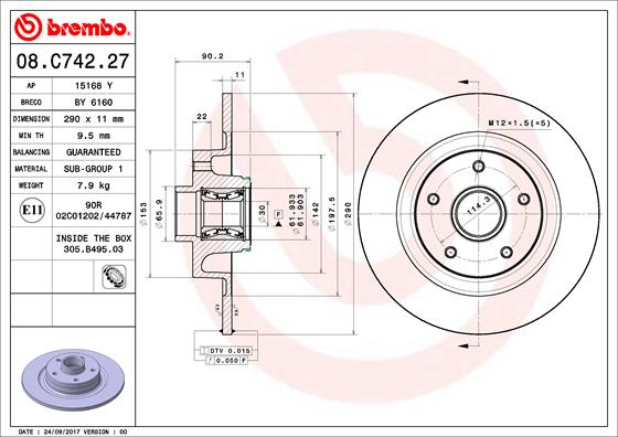 A.B.S. 08.C742.27 BREMBO Bremsscheibe