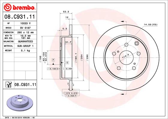 A.B.S. 08.C931.11 BREMBO Bremsscheibe