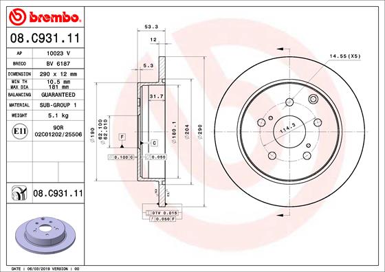 A.B.S. 08.C931.11 BREMBO Bremsscheibe