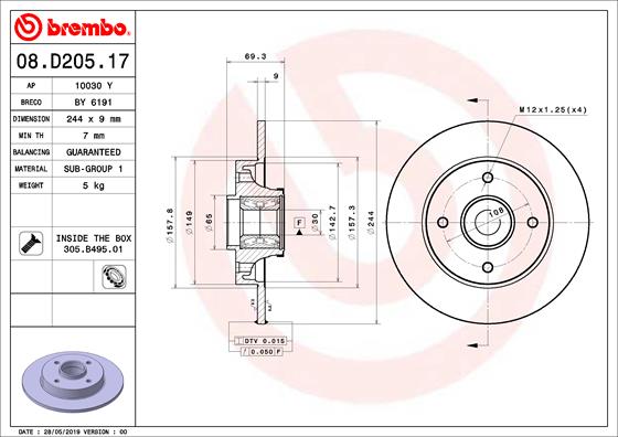 A.B.S. 08.D205.17 BREMBO Bremsscheibe